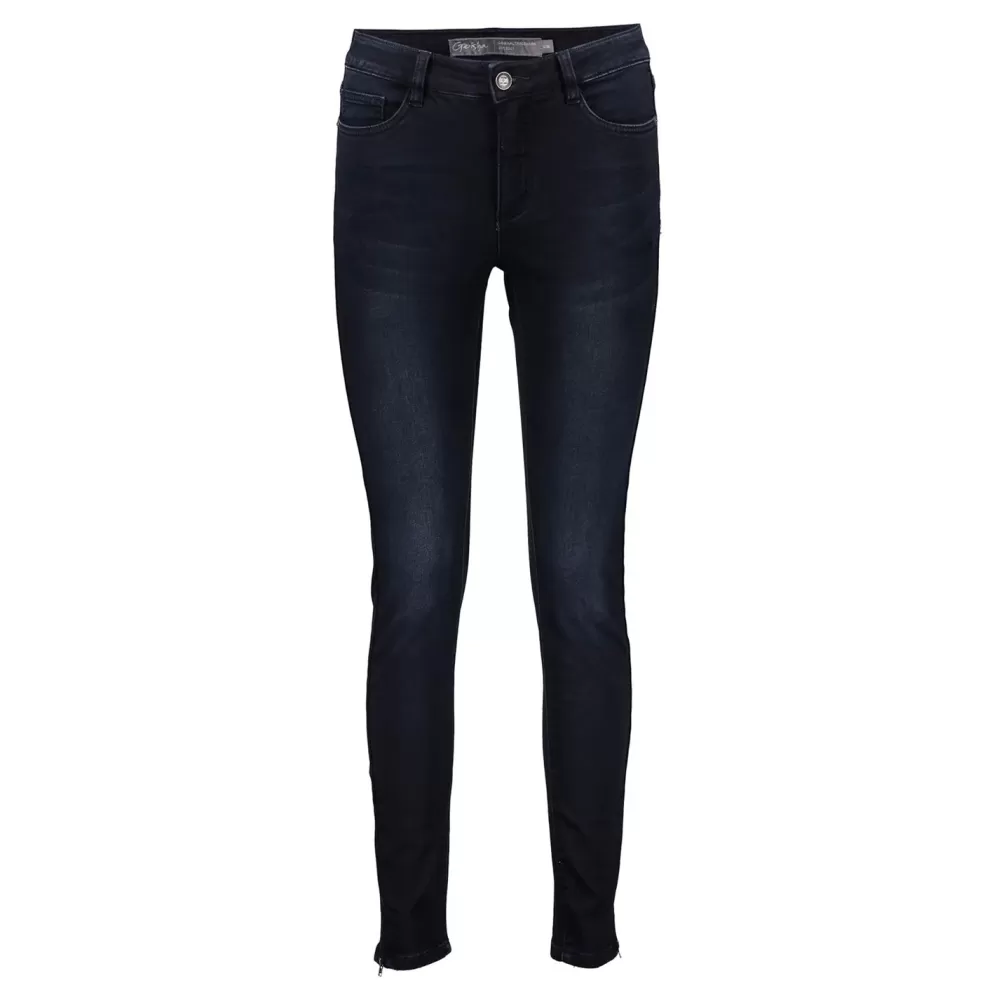 Geisha Fashion -Geisha 7/8 Jog Jeans Zippers 21515-10 Blue/Black Denim