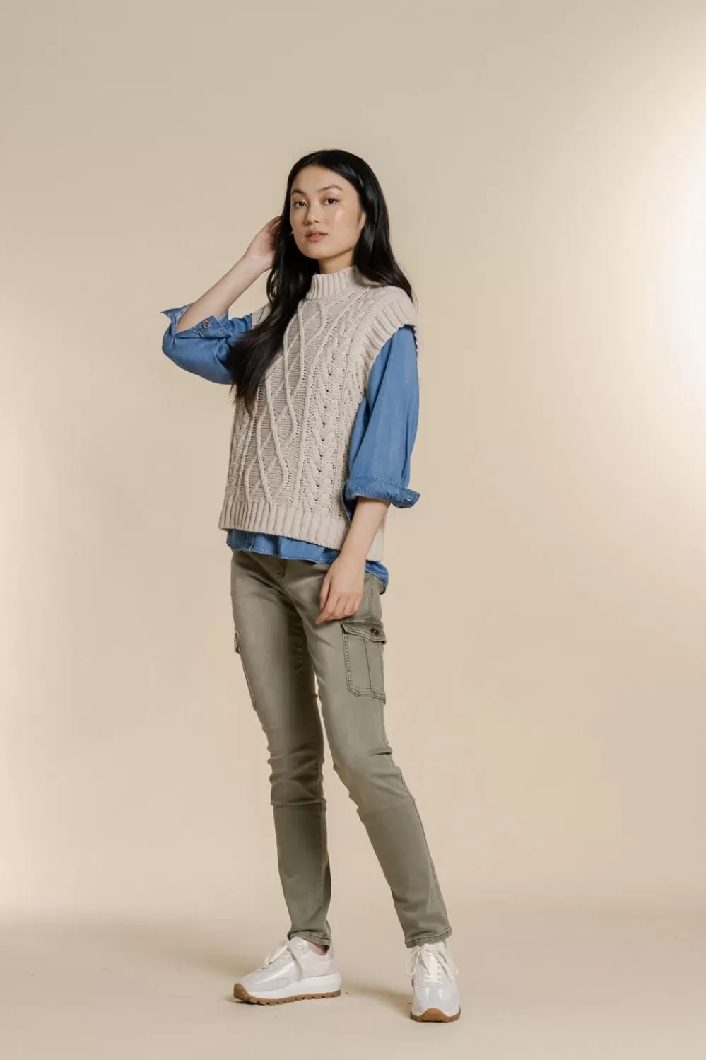 Geisha Fashion -Geisha Cargo Jog Denim Jeans 21724-10 Army