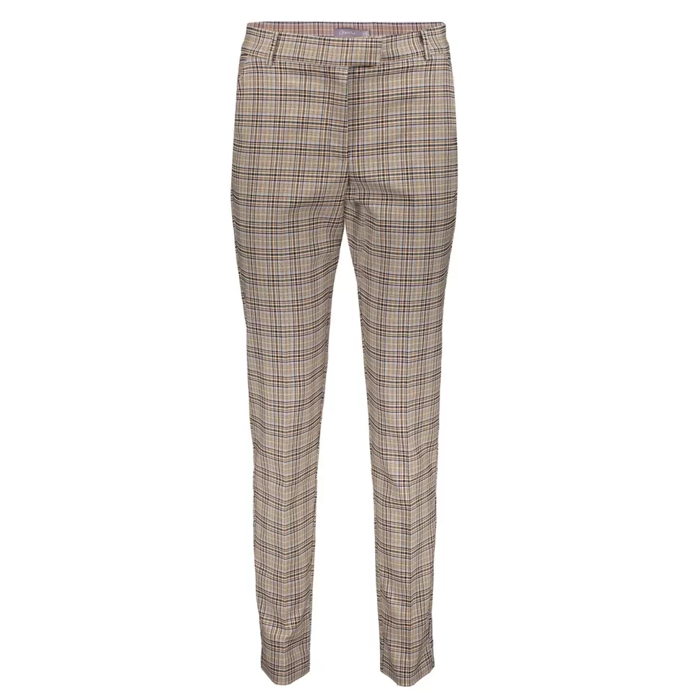 Geisha Fashion -Geisha Checkered Slim Fit Trousers 21890-99 Sand