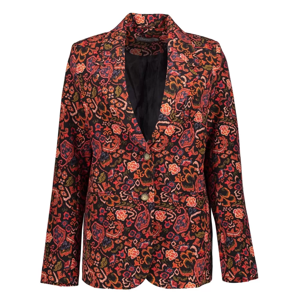 Geisha Fashion -Geisha Dames Blazer Met Bloemenprint 35547-32 Black