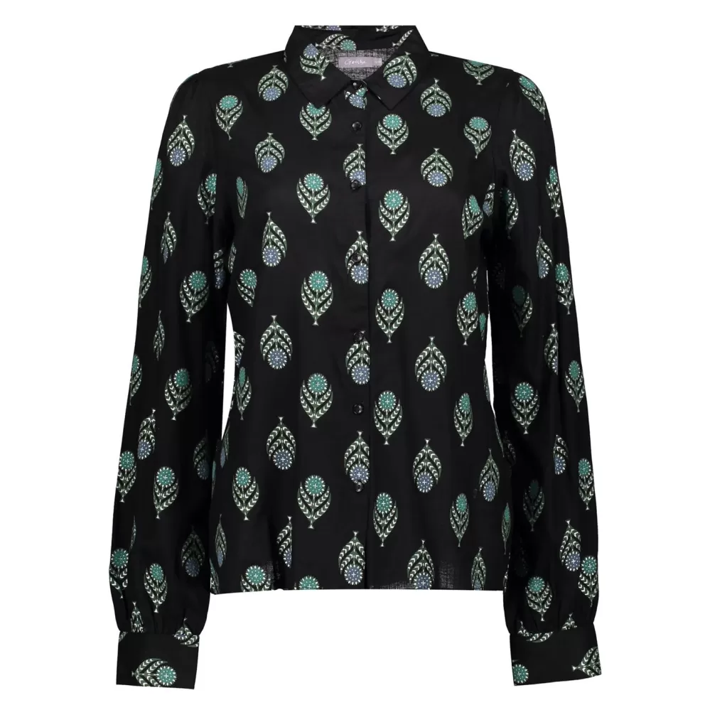 Geisha Fashion -Geisha Dames Blouse Met Bloemenprint 33873-21 Black