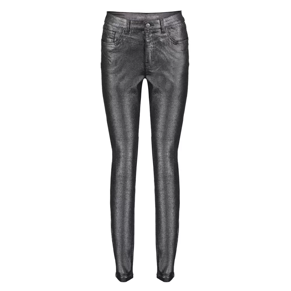 Geisha Fashion -Geisha Dames Coated Skinny Jeans 31805-10 Silver