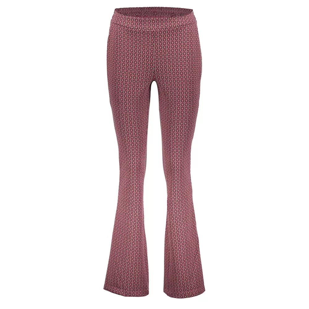 Geisha Fashion -Geisha Dames Flared Broek Met Jacquard Print 31858-70 Fuchsia