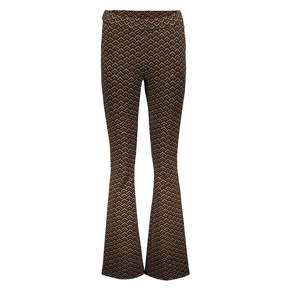 Geisha Fashion -Geisha Dames Flared Broek Met Print 31651-20 Tabacco