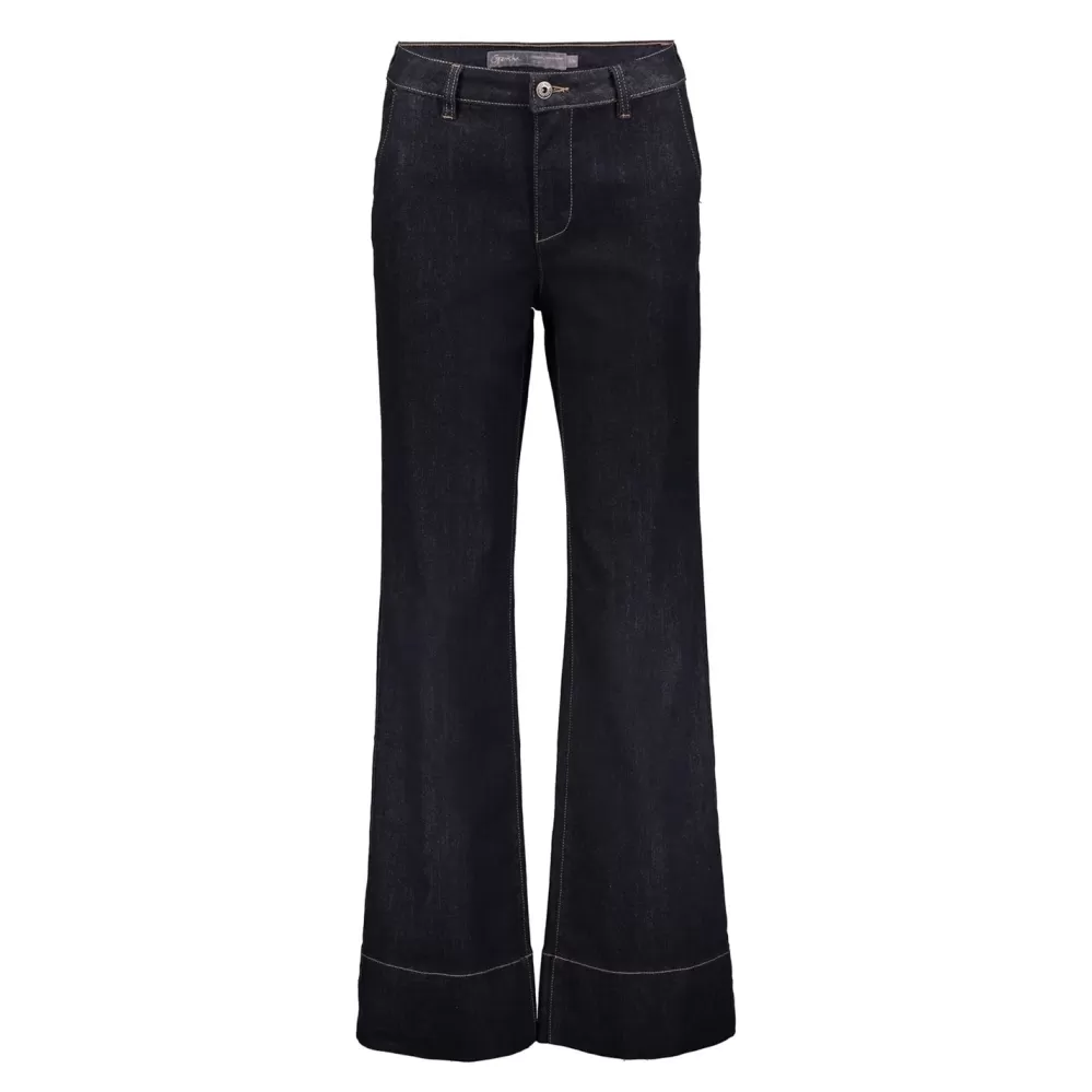 Geisha Fashion -Geisha Dames Flared Jeans 31802-10 Dark Blue Denim