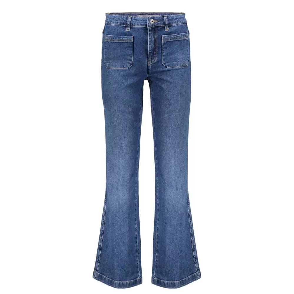 Geisha Fashion -Geisha Dames Flared Jeans 31883-42 Mid Blue Denim