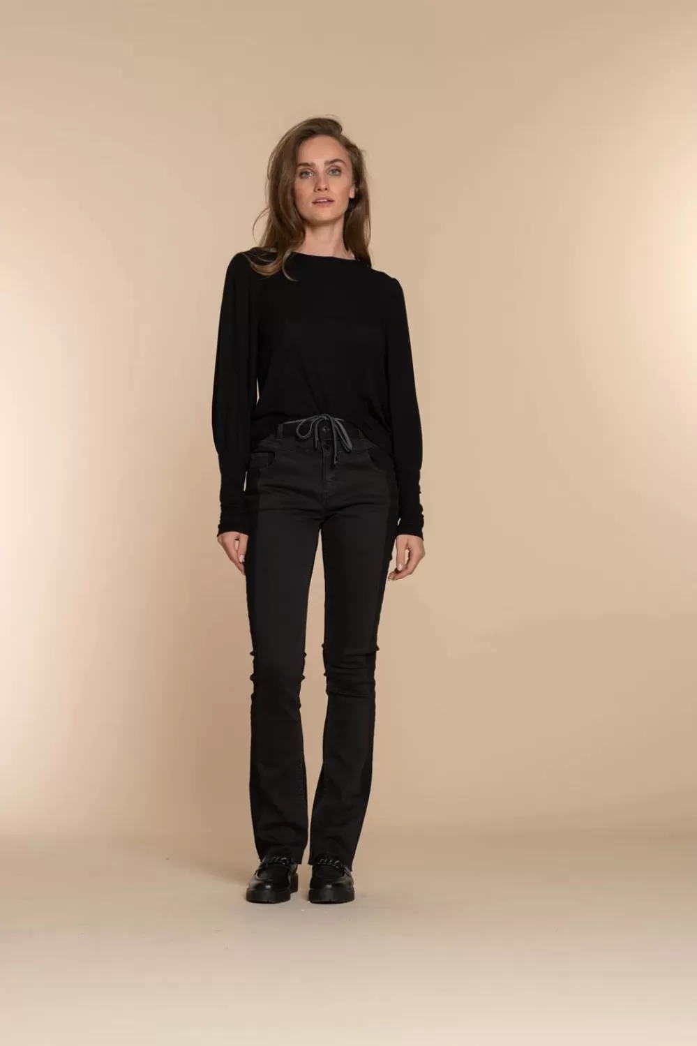 Geisha Fashion -Geisha Dames Flared Jeans Met Ceintuur 31519-10 Black