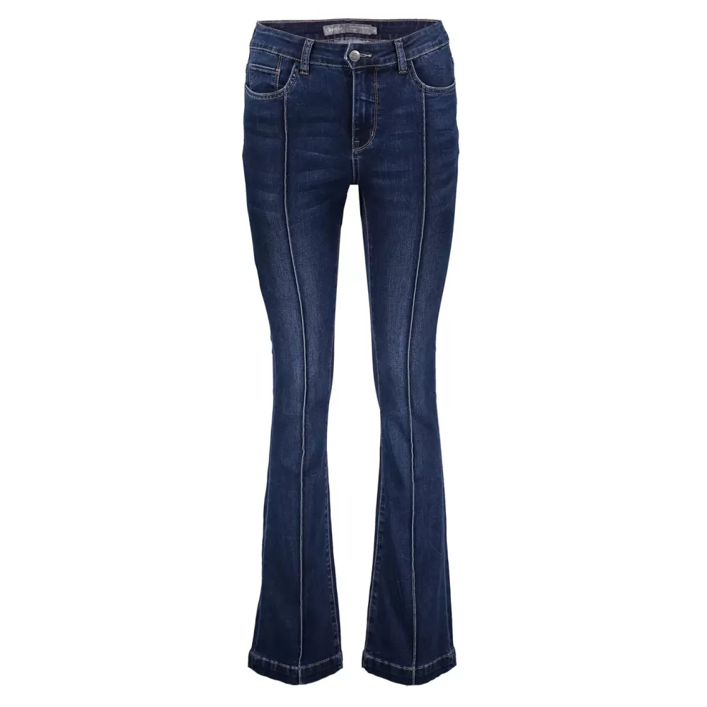 Geisha Fashion -Geisha Dames Flared Jeans Met Stretch 31501-10 Mid Blue Denim