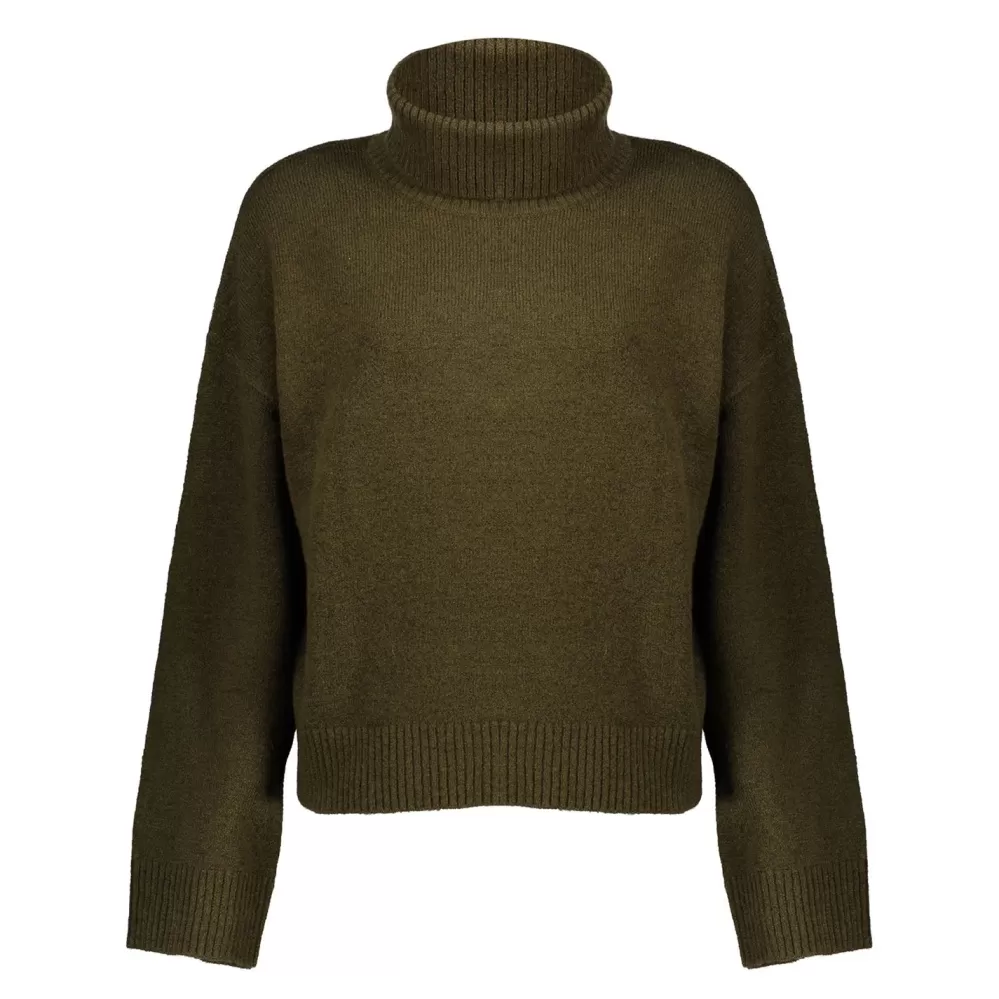 Geisha Fashion -Geisha Dames Gebreide Uni Trui Met Turtle Neck 34802-10 Olive