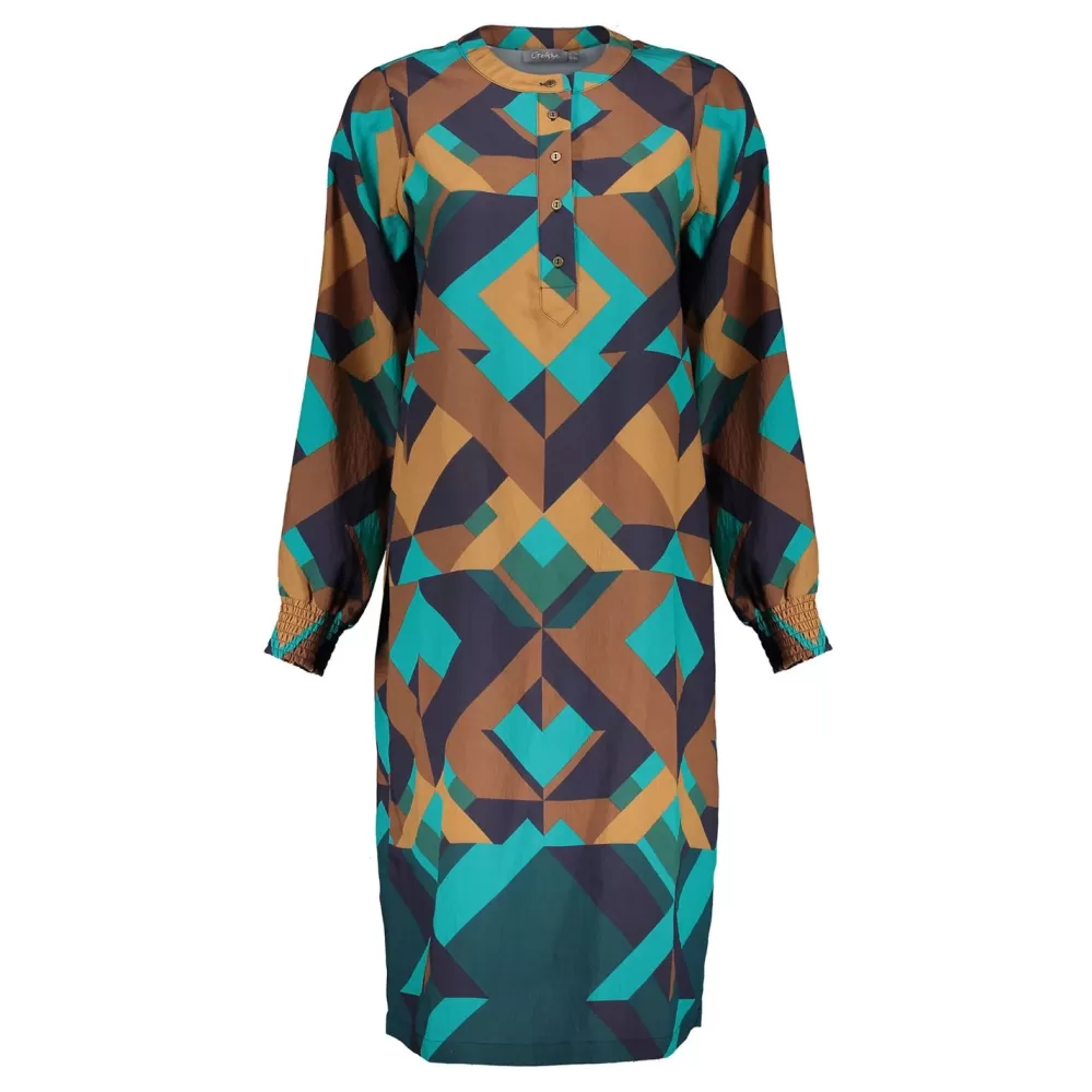 Geisha Fashion -Geisha Dames Kaftan Jurk Met Print 37618-20 Emerald