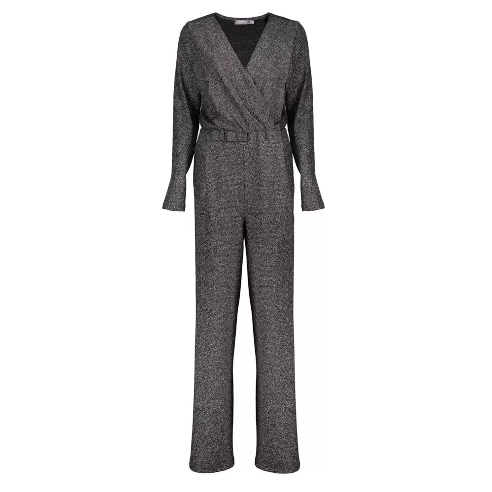 Geisha Fashion -Geisha Dames Lurex Jumpsuit 31953-20 Black