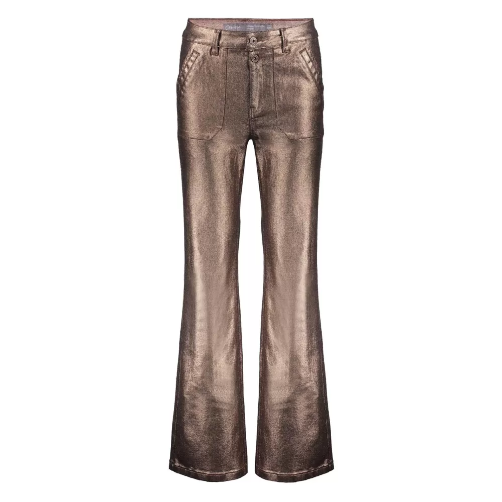 Geisha Fashion -Geisha Dames Metallic Flared Jeans 31806-10 Copper