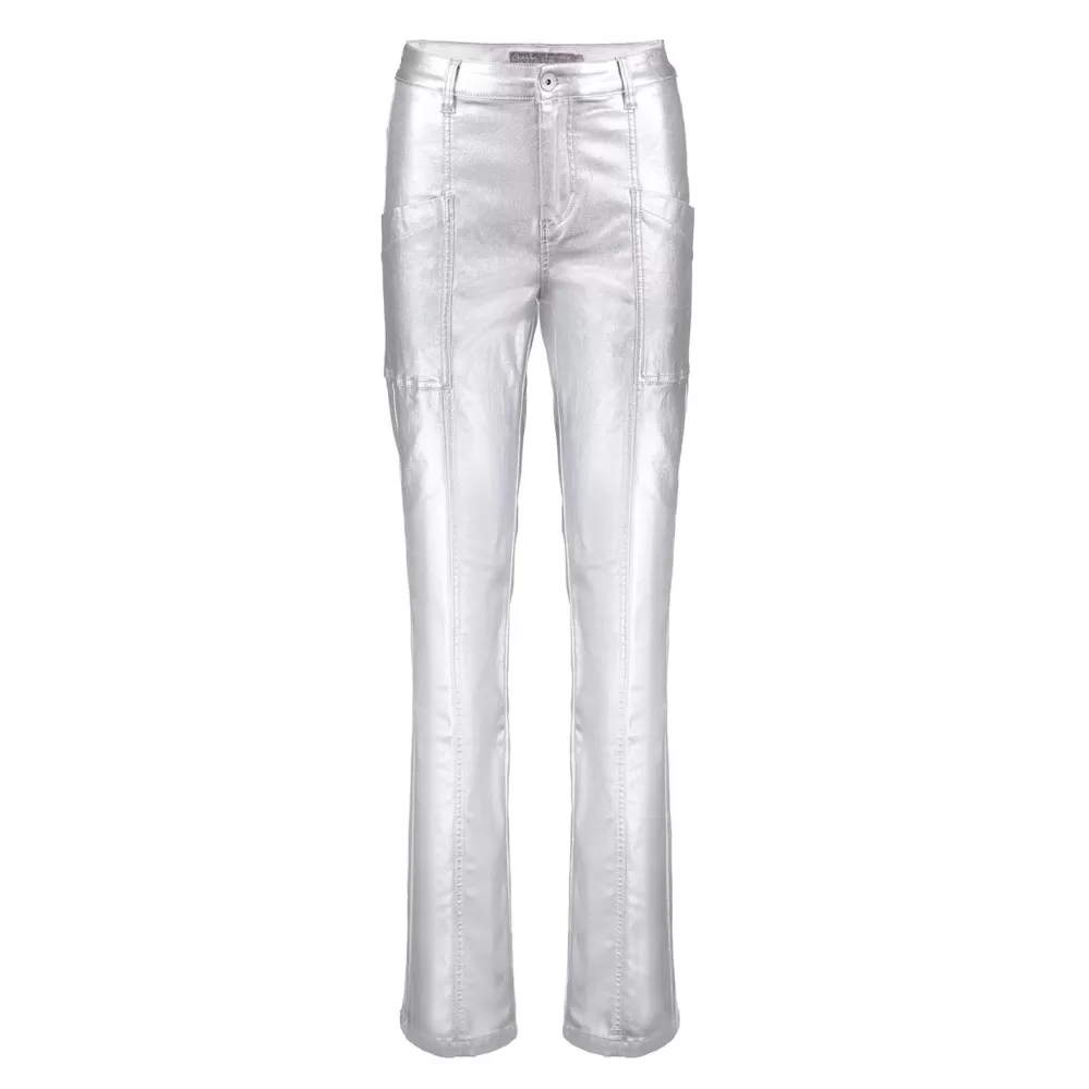 Geisha Fashion -Geisha Dames Metallic Jeans 31819-10 Silver