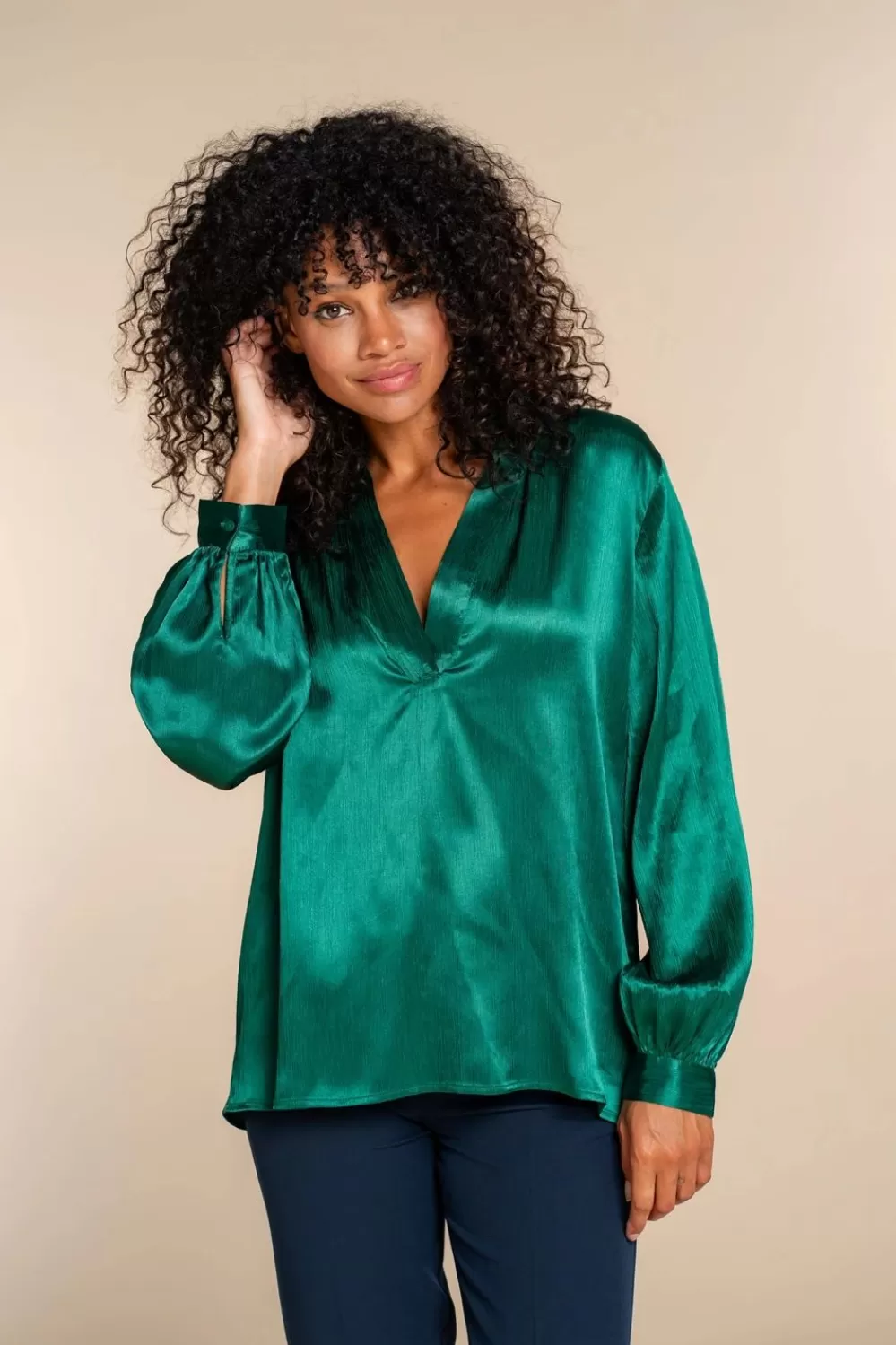 Geisha Fashion -Geisha Dames Satijnlook Top 33855-14 Green