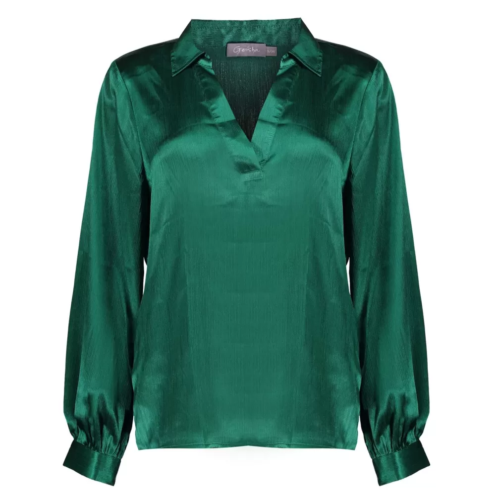 Geisha Fashion -Geisha Dames Satijnlook Top 33855-14 Green