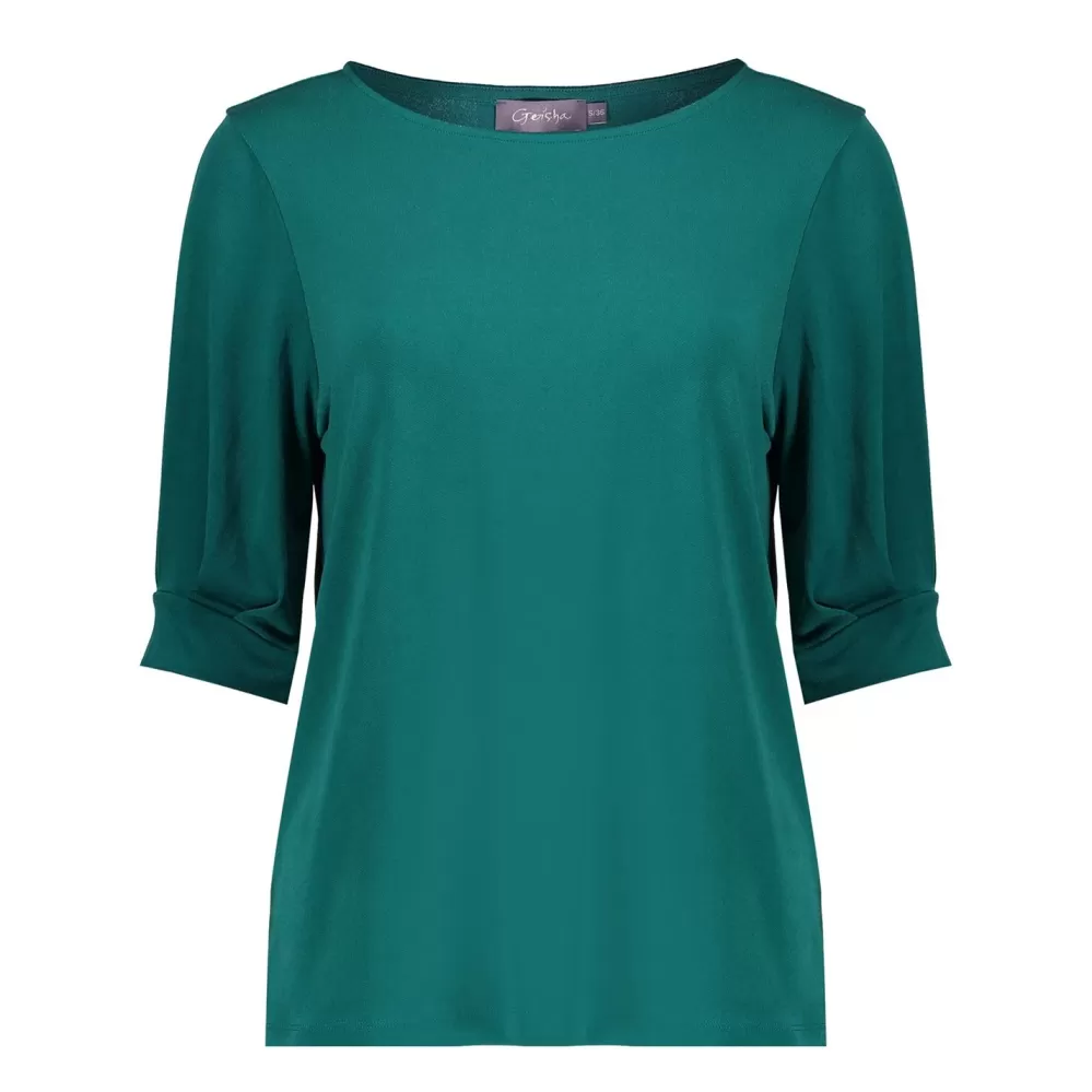 Geisha Fashion -Geisha Dames Top Met Gepofte Mouwen 33570-60 Emerald