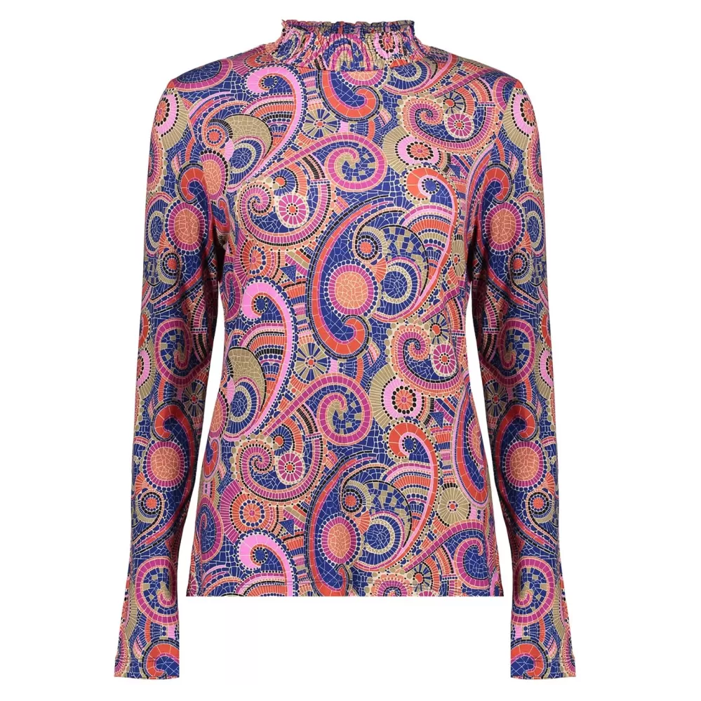 Geisha Fashion -Geisha Dames Top Met Paisley Print 32891-60 Cobalt