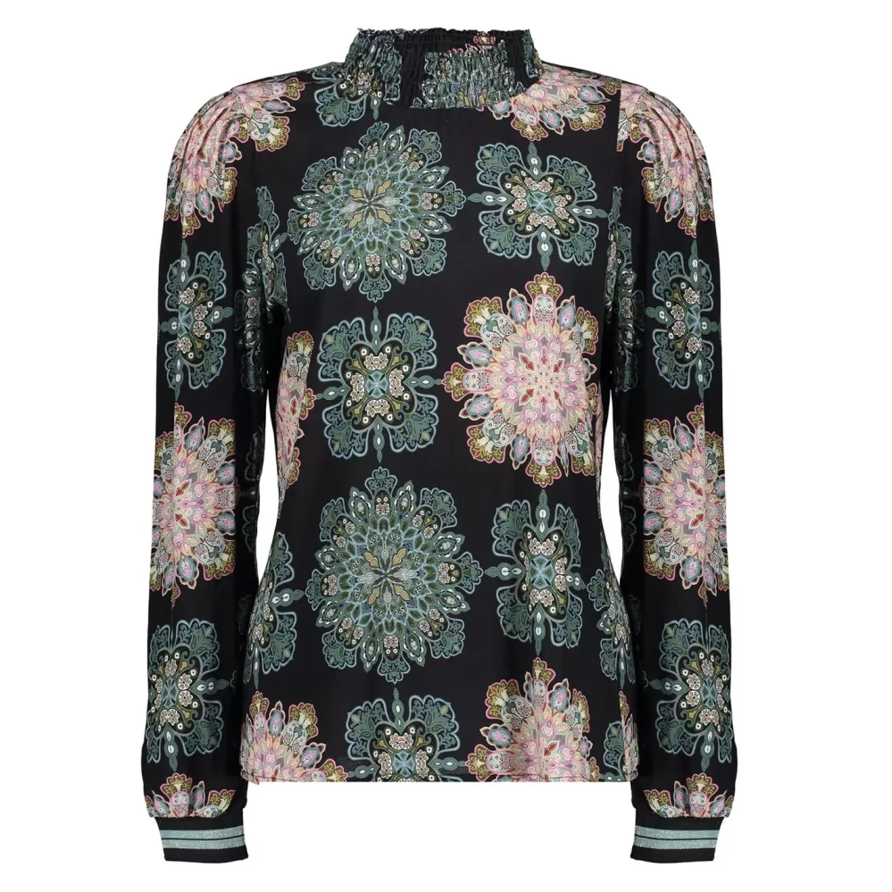 Geisha Fashion -Geisha Dames Top Met Print 33947-20 Black