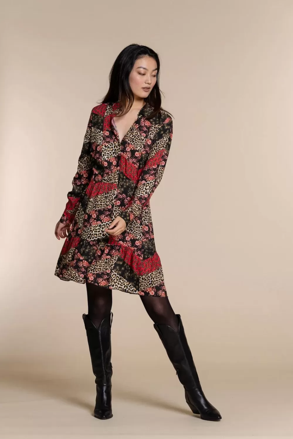 Geisha Fashion -Geisha Dress Animal/Flowerprint 97769-20 Black