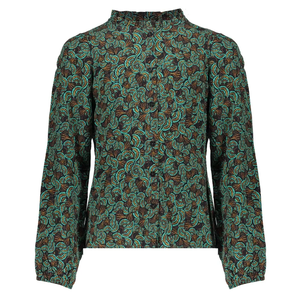 Geisha Fashion -Geisha Girls Blouse With Paisley Print 33573K-60 Emerald