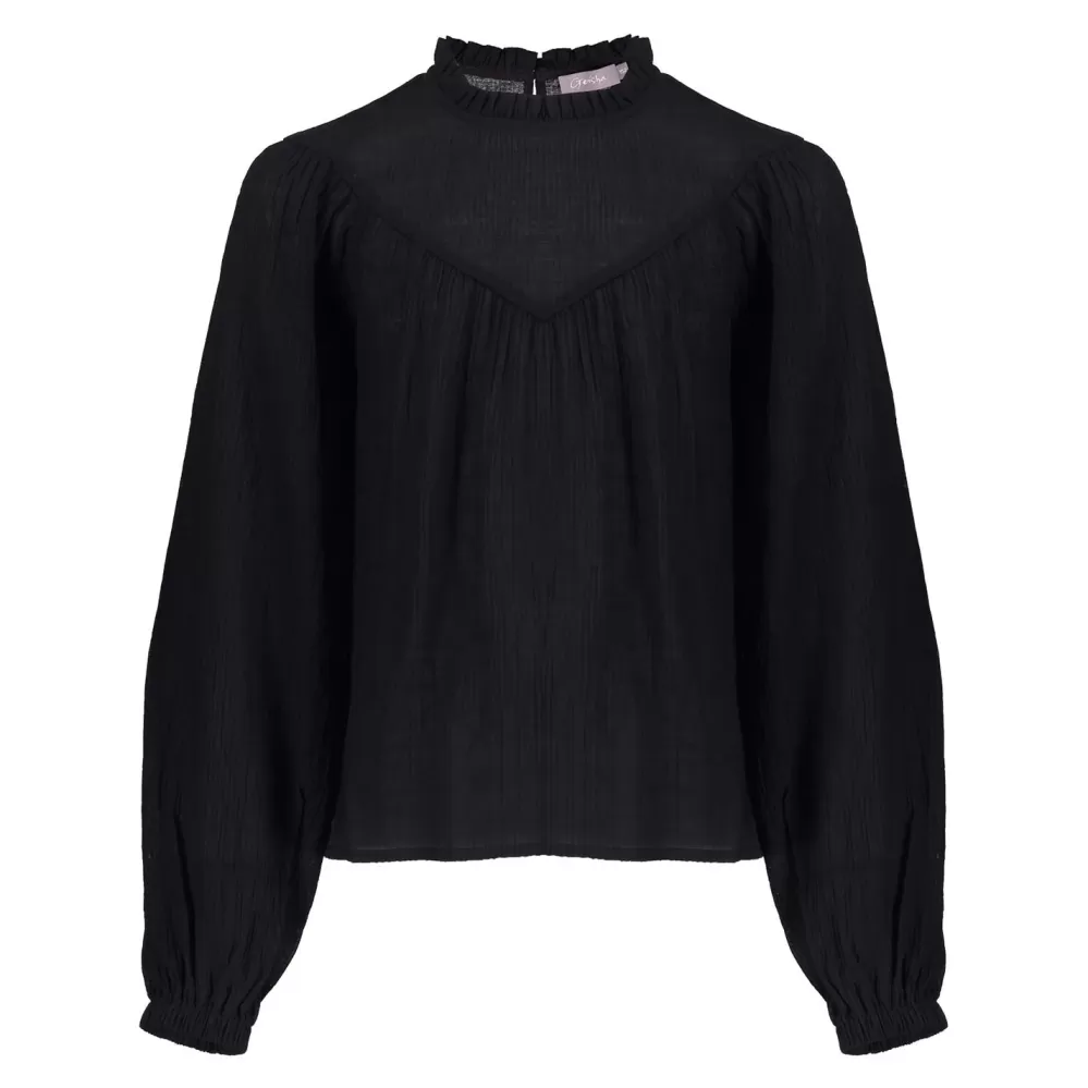 Geisha Fashion -Geisha Girls Blouse With Ruffles 33561K-26 Black