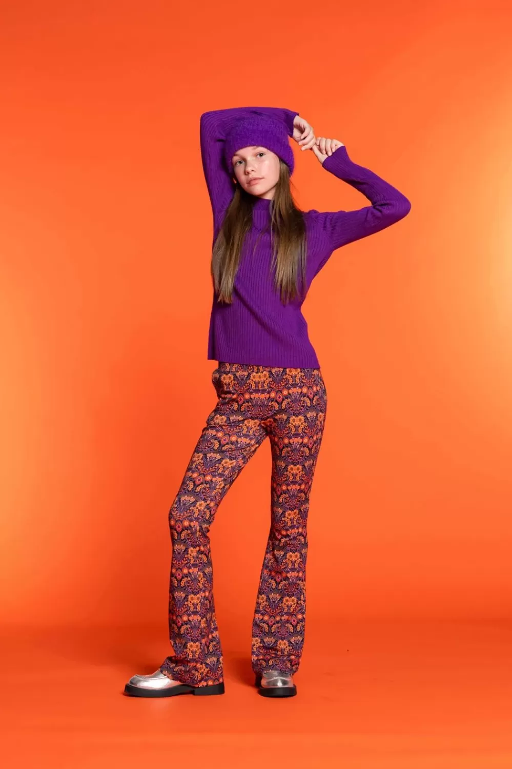 Geisha Fashion -Geisha Girls Flared Legging With Print 31660K-20 Purple