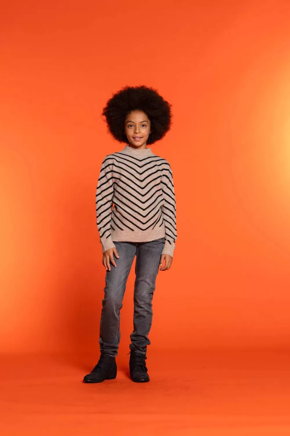 Geisha Fashion -Geisha Girls Jumper With Stripes 34507K-10 Sand