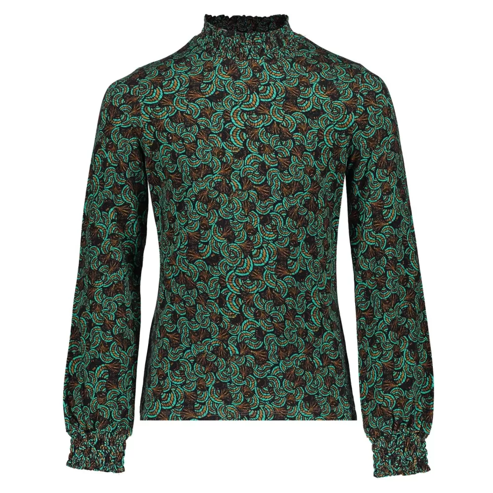 Geisha Fashion -Geisha Girls Top With Paisley Print 32586K-60 Emerald