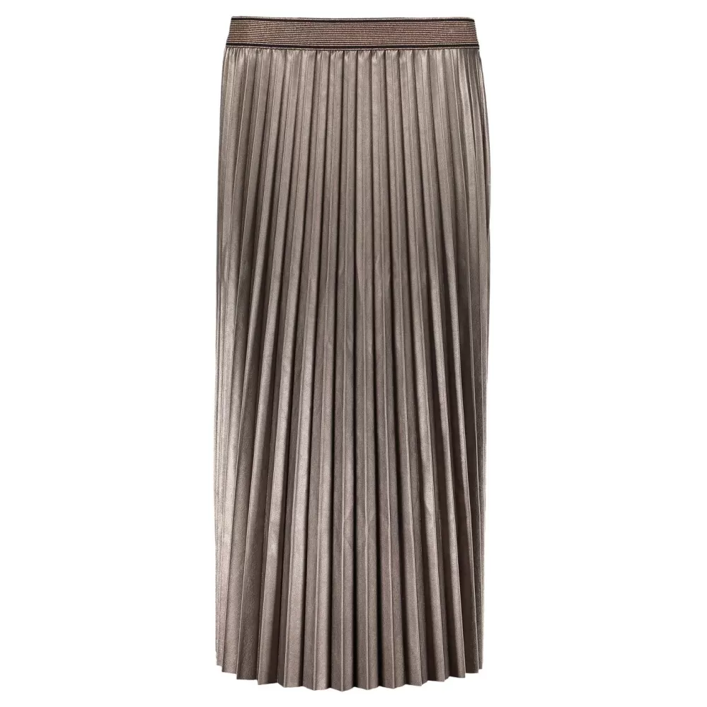 Geisha Fashion -Geisha Midi Pu Plisse Skirt Lurex 06804-10 Bronze