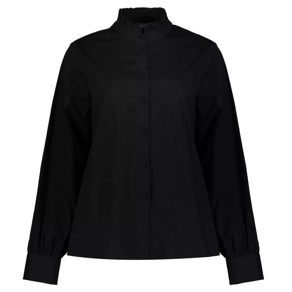 Geisha Fashion -Geisha Poplin Blouse Ruffles 23595-26 Black