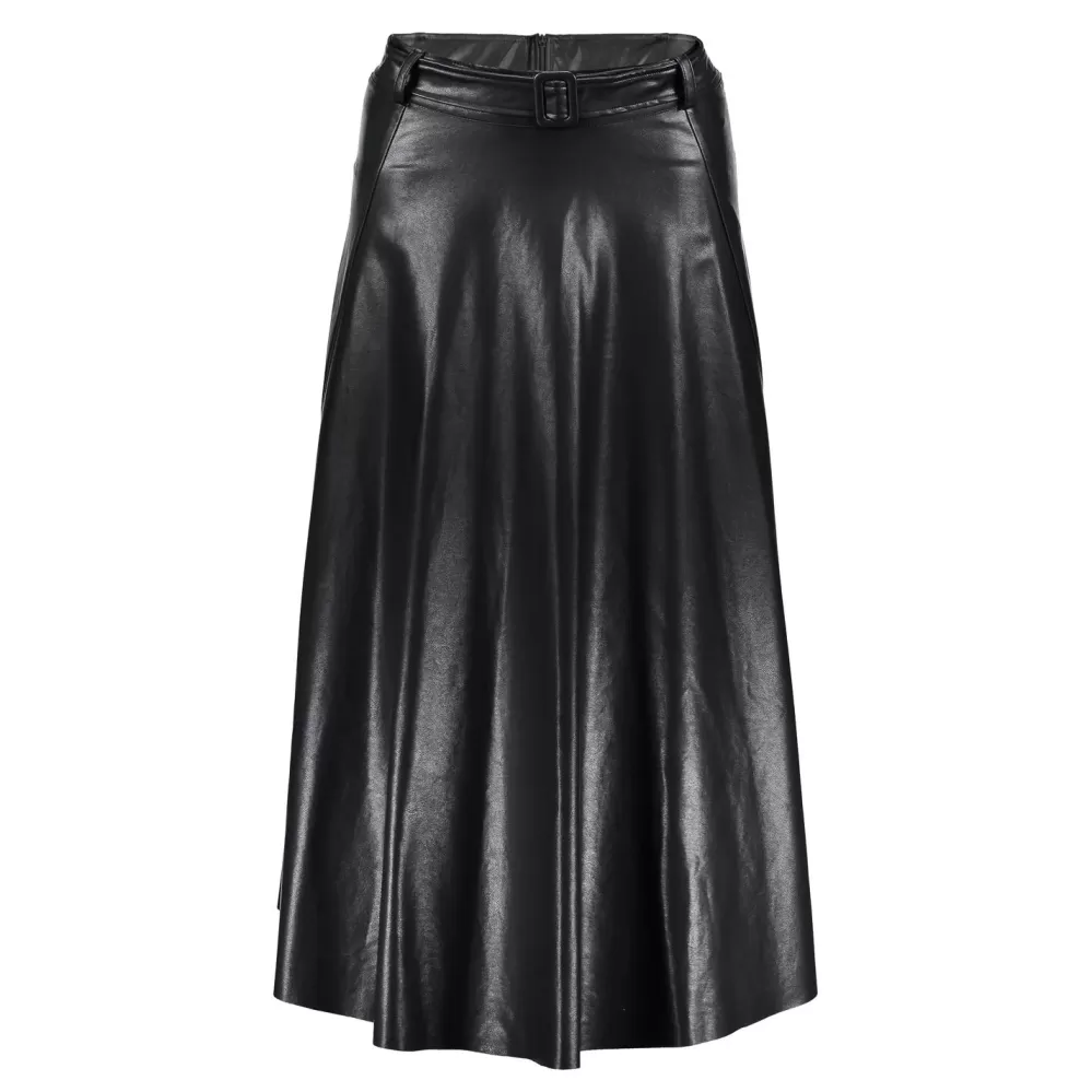 Geisha Fashion -Geisha Pu Midi Skirt 06516-10 Black