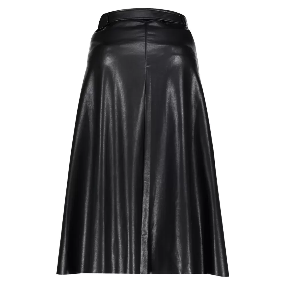 Geisha Fashion -Geisha Pu Midi Skirt 06516-10 Black