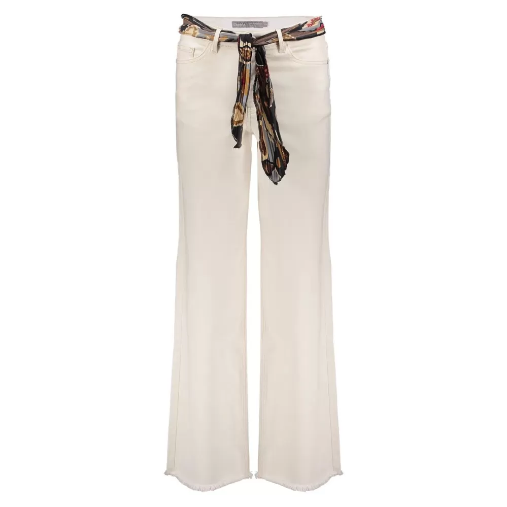 Geisha Fashion -Geisha Wide Leg Jeans Raw Edge 21537-10 Nude