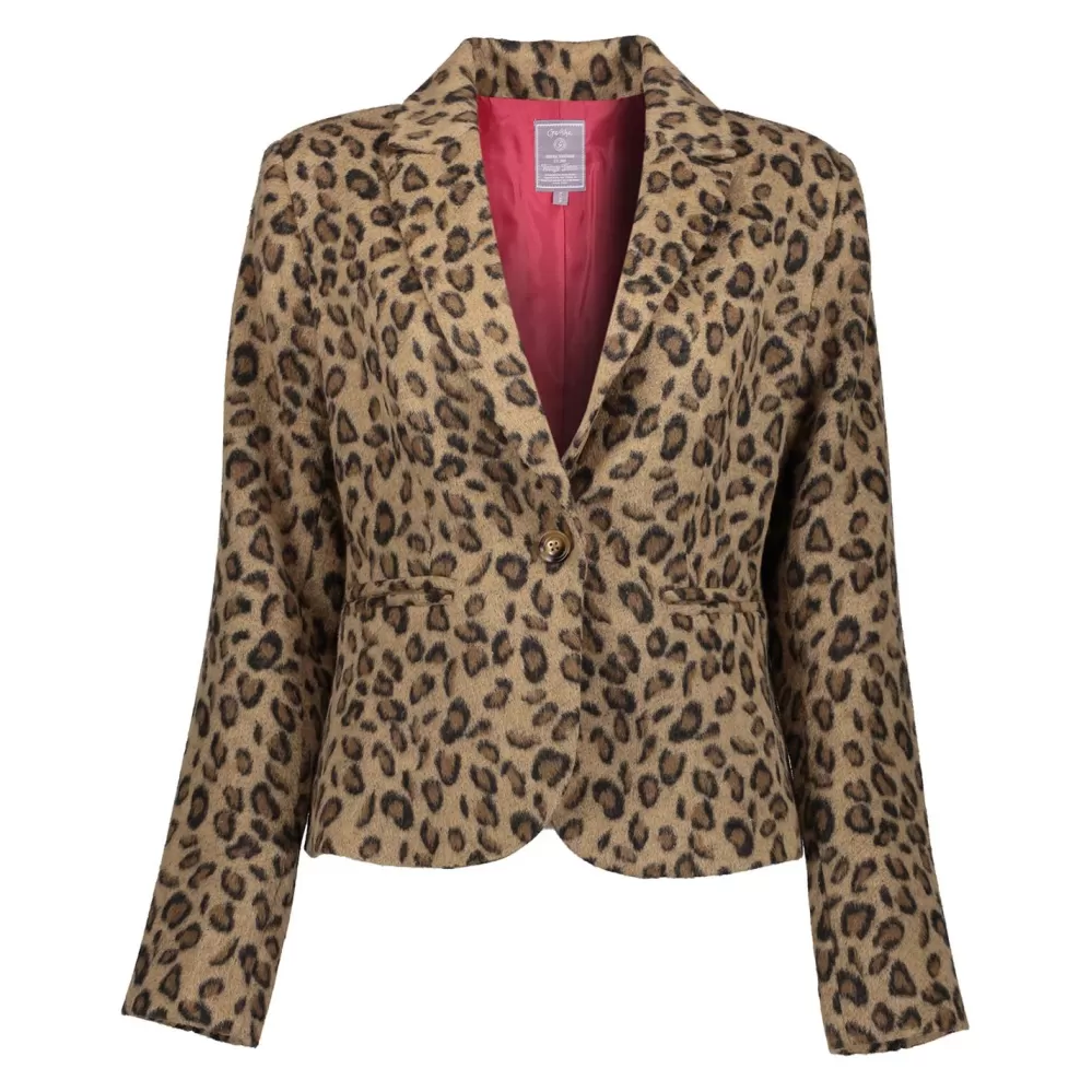 Geisha Fashion -Geisha Women Blazer With Panther Print 35517-10 Beige