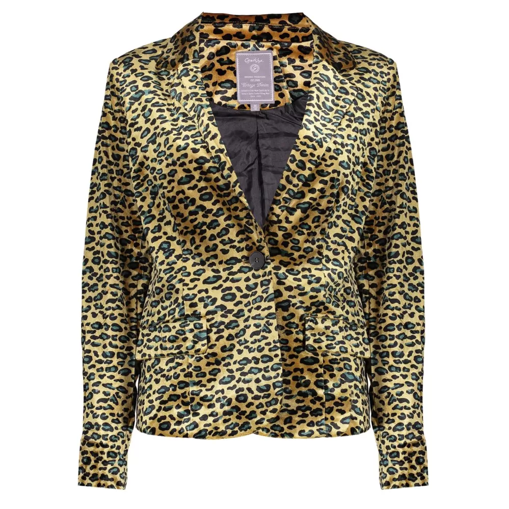 Geisha Fashion -Geisha Women Blazer With Panther Print 85820-21 Gold