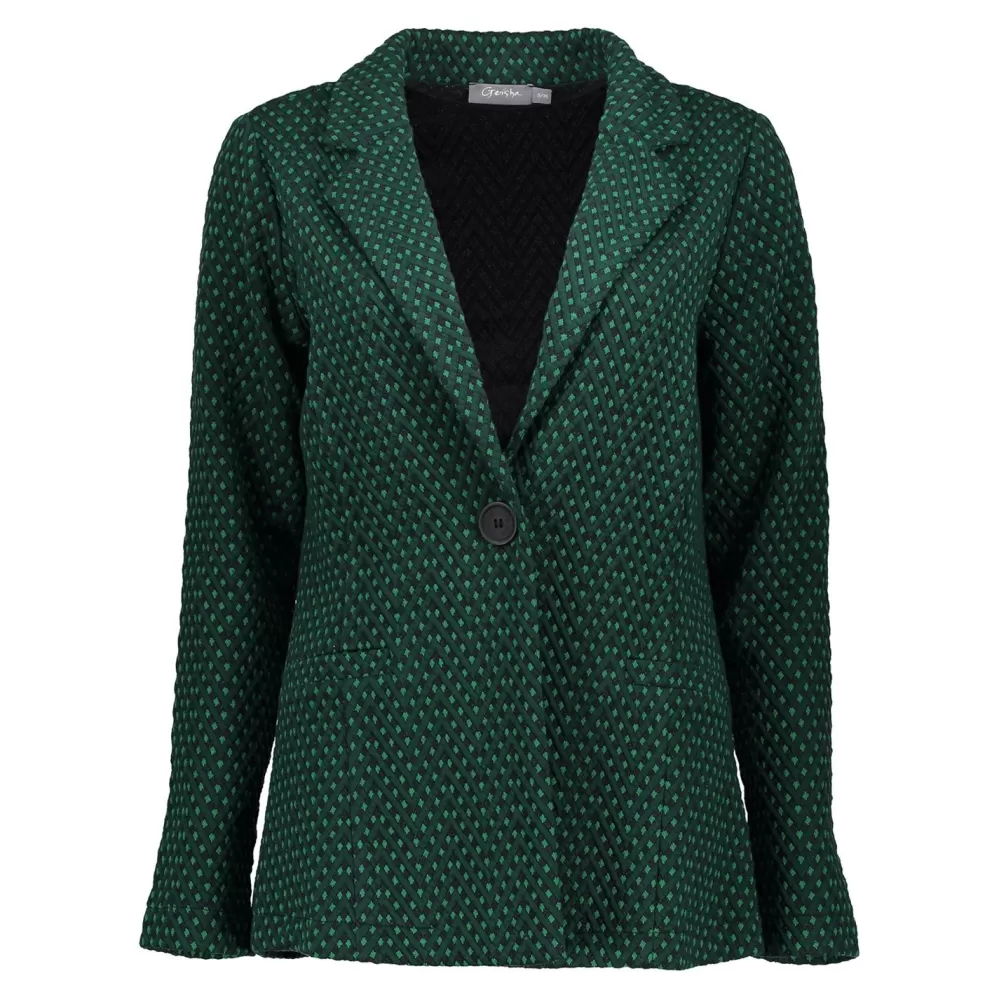 Geisha Fashion -Geisha Women Blazer With Print 35570-20 Green