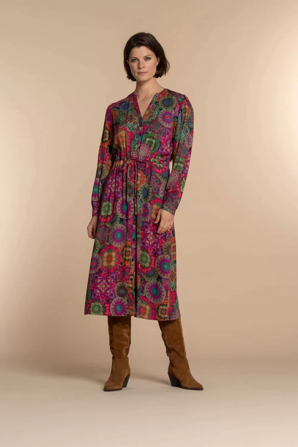 Geisha Fashion -Geisha Women Blouse Dress With Paisley Print 37641-20 Pink