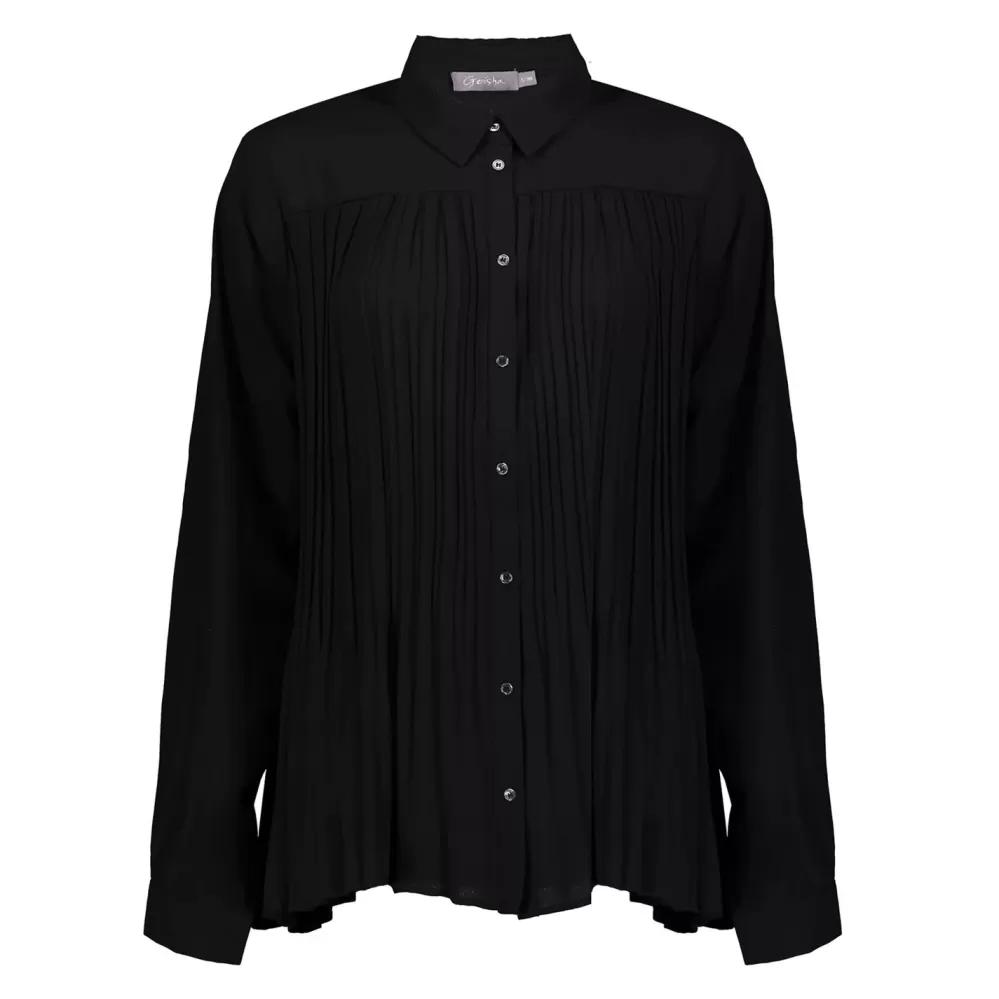 Geisha Fashion -Geisha Women Blouse Pleated 33510-10 Black