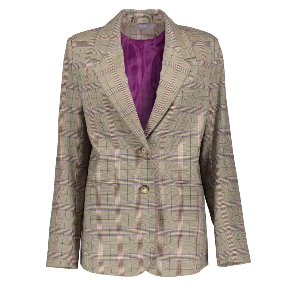 Geisha Fashion -Geisha Women Checkered Blazer 35545-32 Purple