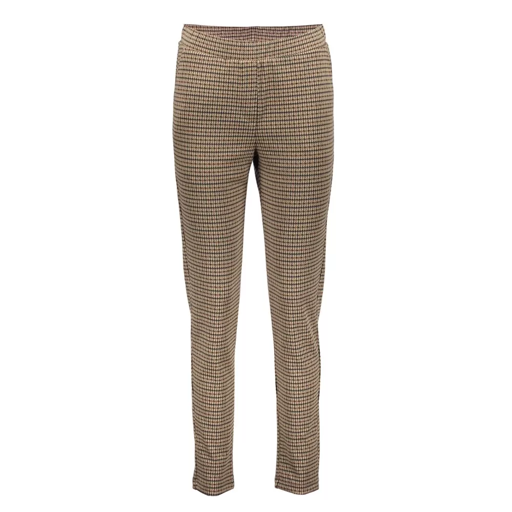 Geisha Fashion -Geisha Women Checkered Slim Fit Trousers 31552-60 Sand