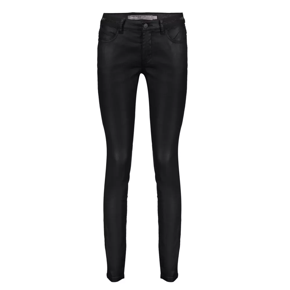 Geisha Fashion -Geisha Women Coated Skinny Jeans 81803-10 Black