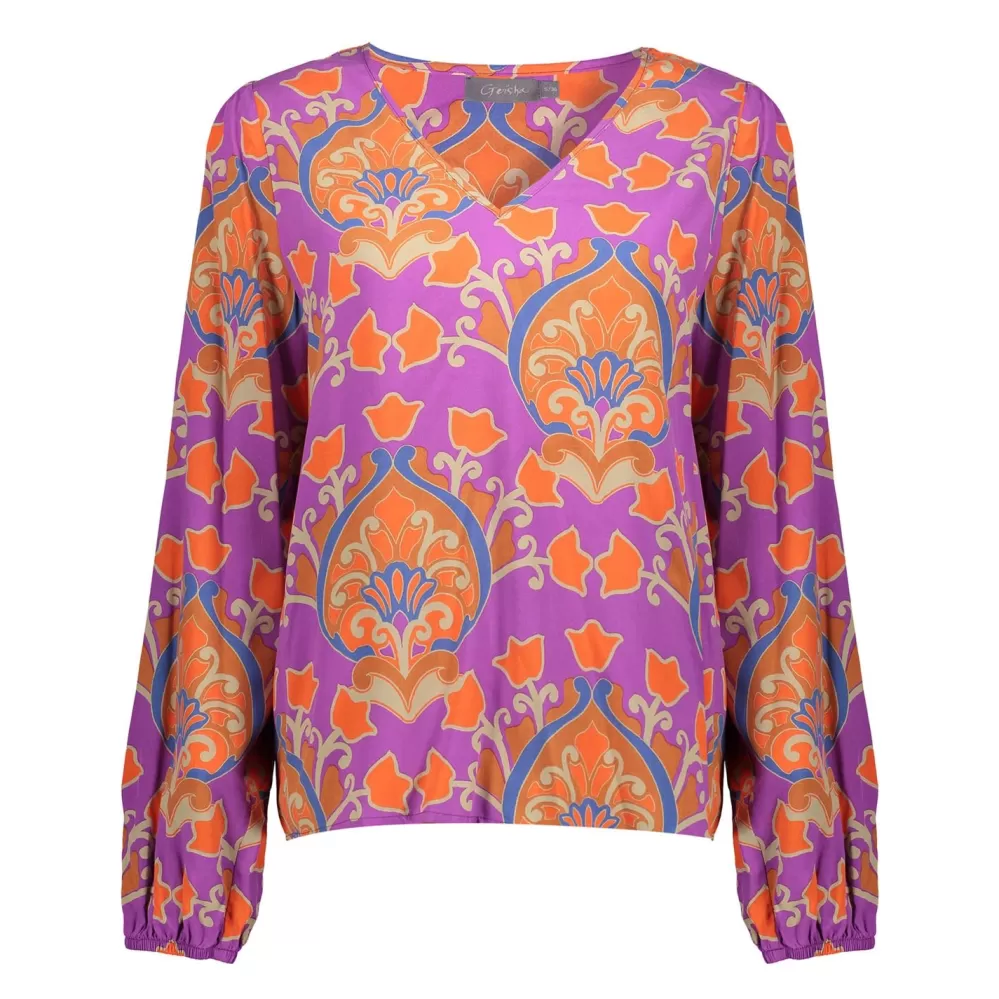 Geisha Fashion -Geisha Women Colourful Top 33670-20 Purple