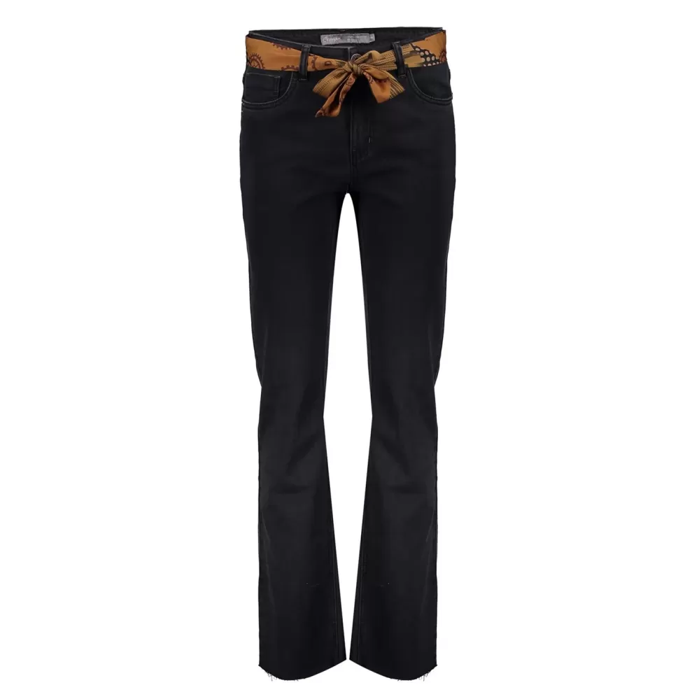 Geisha Fashion -Geisha Women Flared Jeans 31516-10 Black Denim