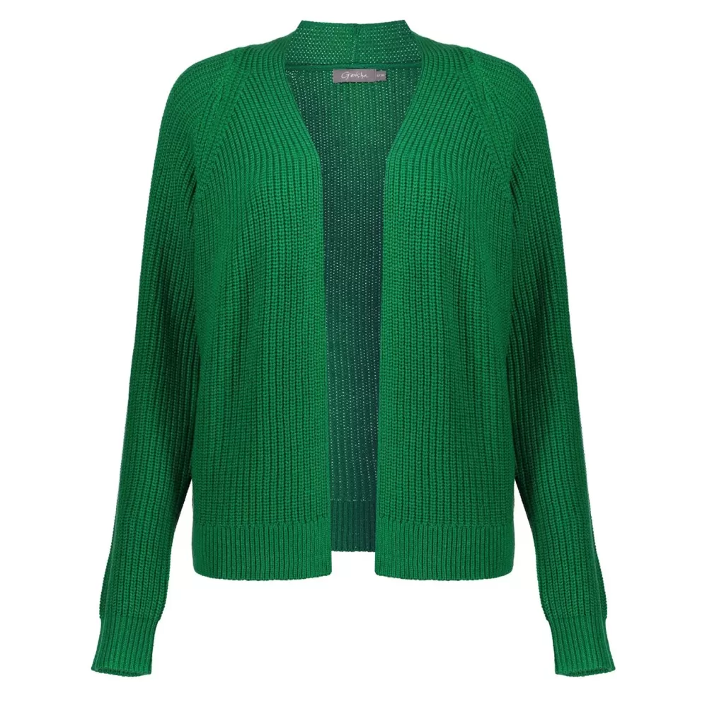 Geisha Fashion -Geisha Women Knitted Basic Cardigan 34512-10 Green