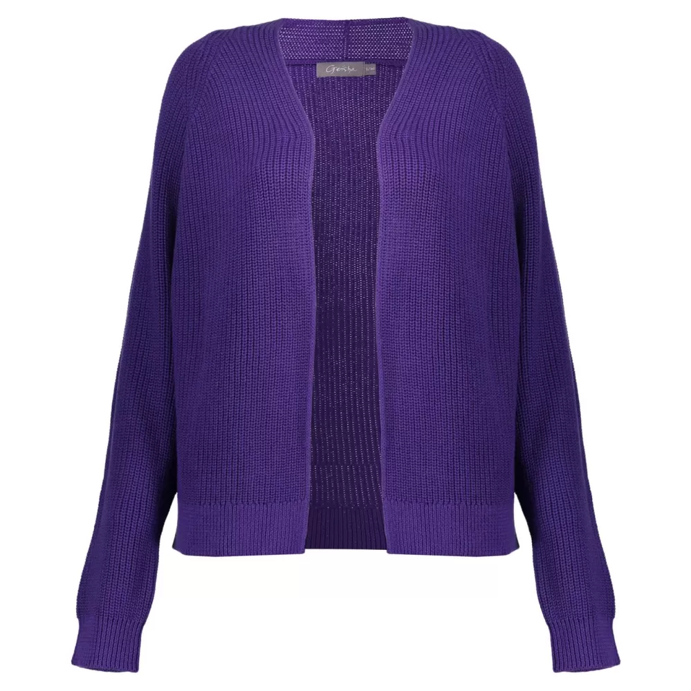 Geisha Fashion -Geisha Women Knitted Basic Cardigan 34512-10 Dark Purple