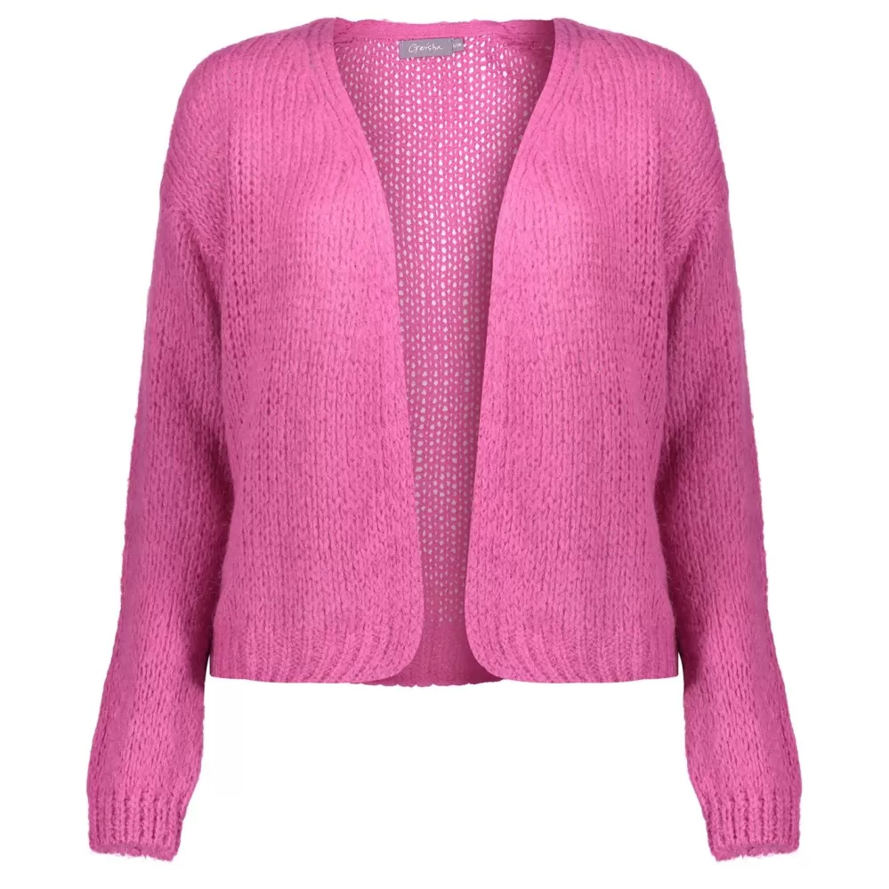 Geisha Fashion -Geisha Women Knitted Basic Cardigan 34577-70 Pink