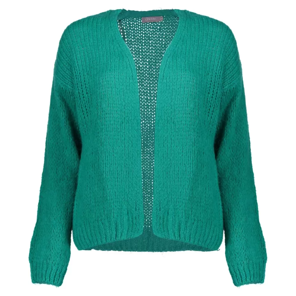 Geisha Fashion -Geisha Women Knitted Basic Cardigan 34577-70 Emerald