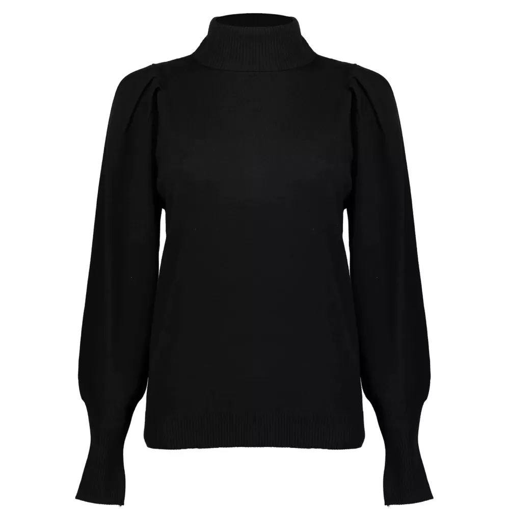 Geisha Fashion -Geisha Women Knitted Pullover With Puffed Sleeves 34587-14 Black