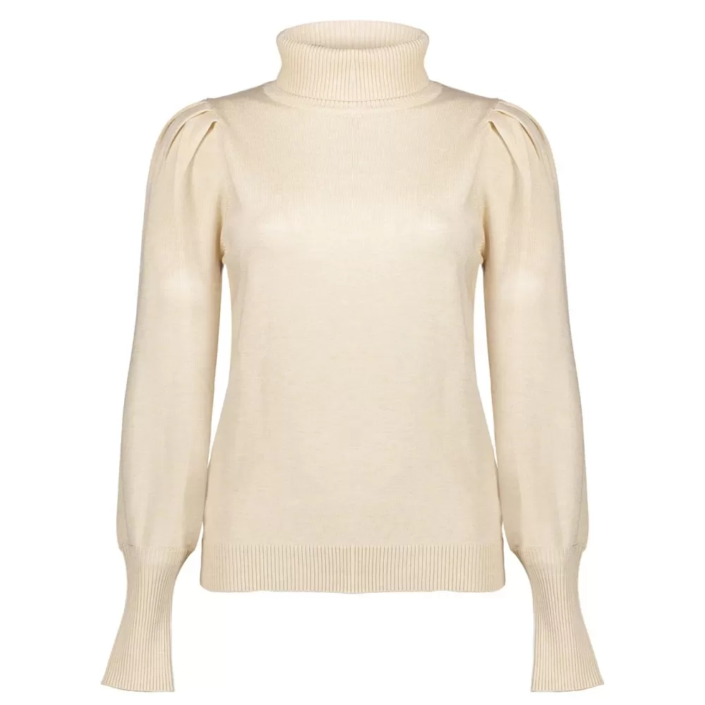 Geisha Fashion -Geisha Women Knitted Pullover With Puffed Sleeves 34587-14 Light Sand