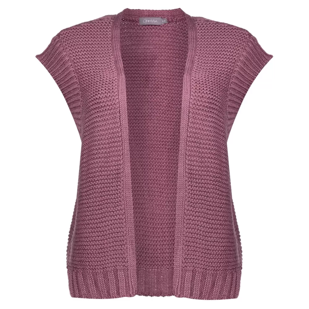 Geisha Fashion -Geisha Women Knitted Waistcoat 34541-29 Mauve